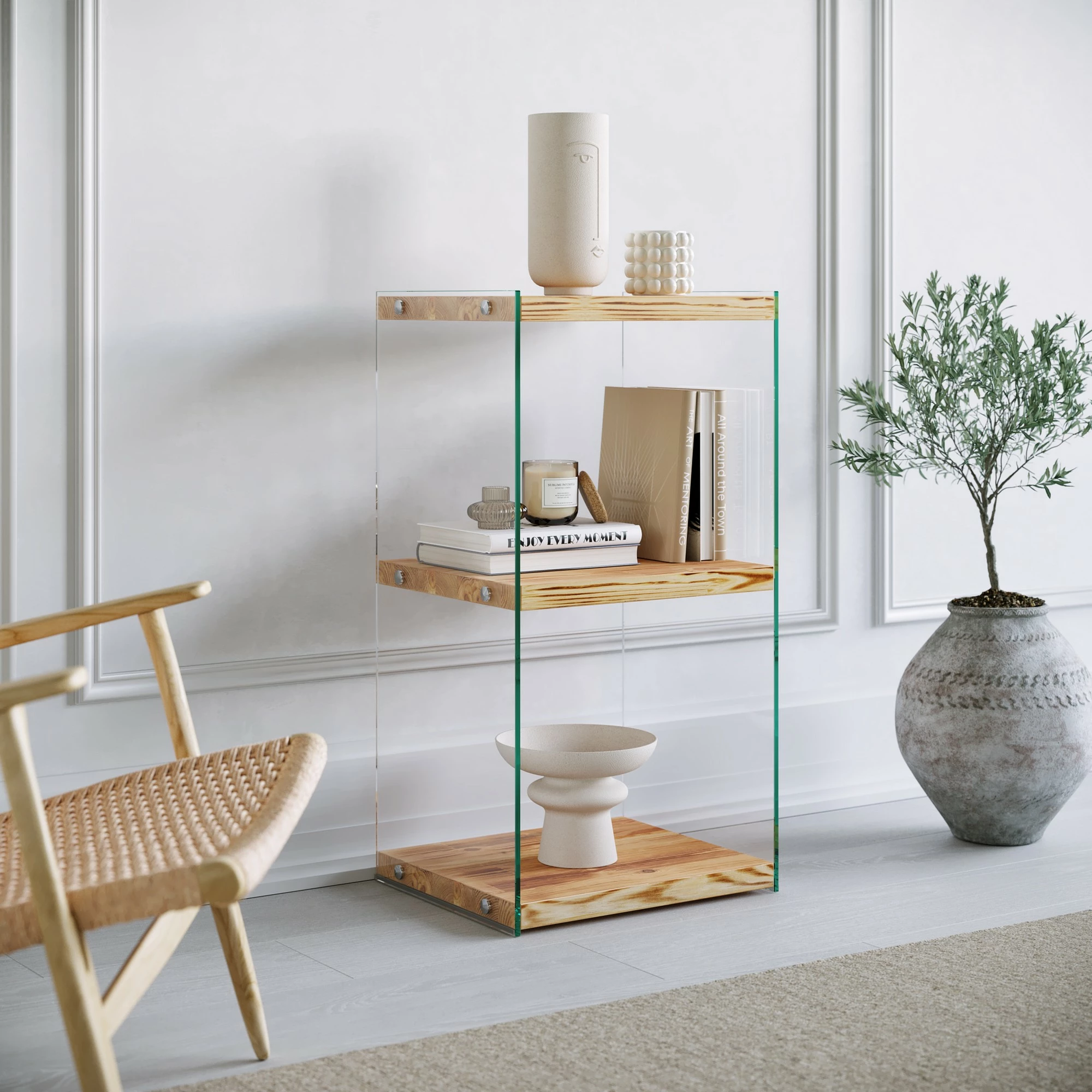 Raft librash Hanah Home, Niagara R302, dru pishe, ngjyrë lisi, 40x80x35cm