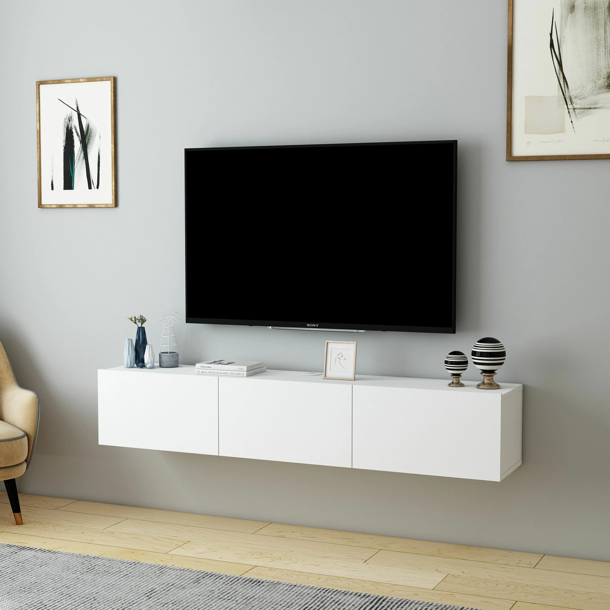 Komodë TV Skye Decor, Denby, e bardhë