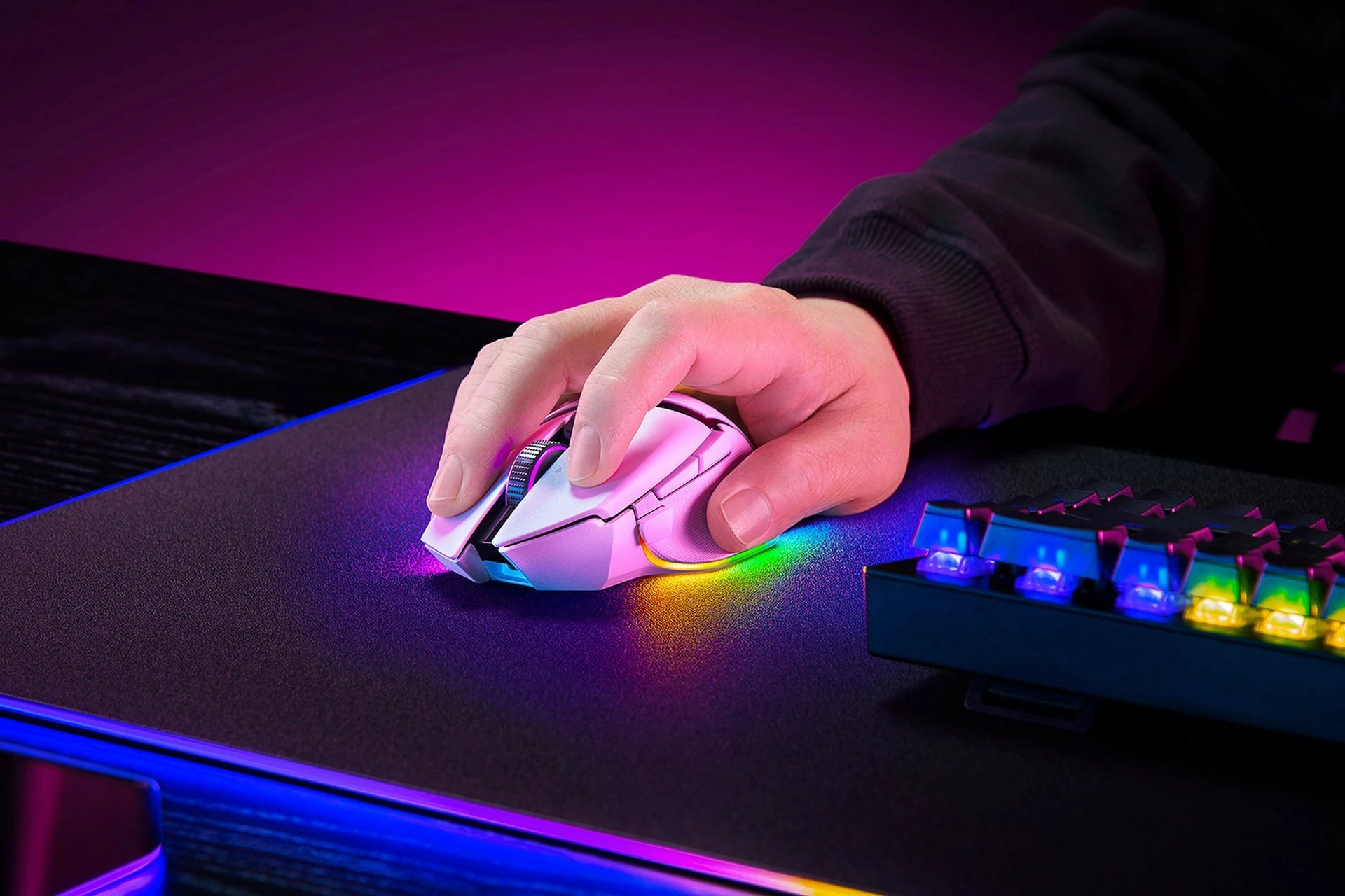 Maus Razer Basilisk V3 Pro 35K RZ01-05240200-R3G1, 30000 DPI, wireless/USB, RGB, 11 butona, i bardhë