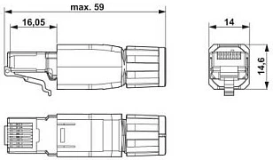 Konektor RJ45 Phoenix VS-08-RJ45-5-Q/IP20, Cat5, i mbrojtur (shielded), AWG 26/23, gri