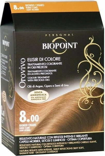 Ngjyrë për flokë Biopoint Orovivo 8.00 bionde e qeltë, 100 ml