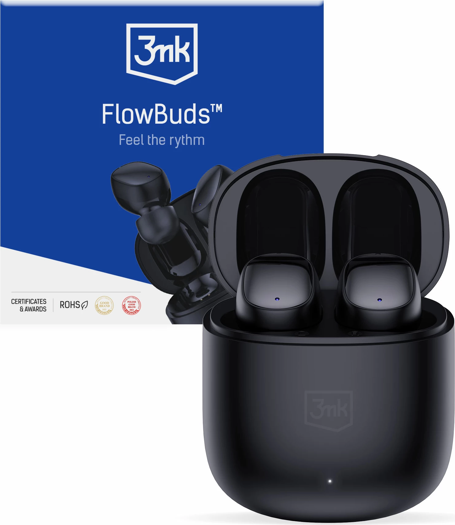 Kufje wireless 3mk FlowBuds, Bluetooth 5.3, të zeza
