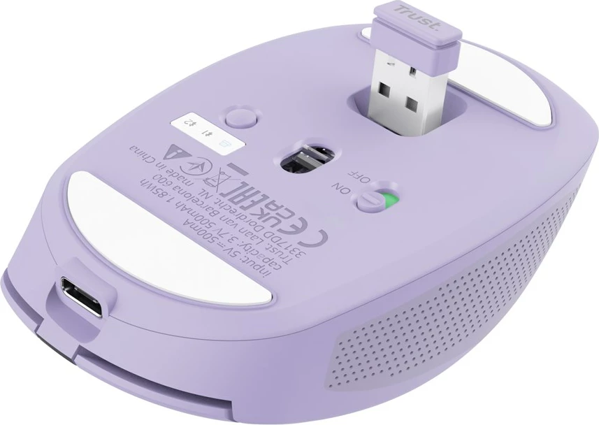 Maus Trust Ozaa, Wireless RF + Bluetooth, 3200 DPI, Lilac