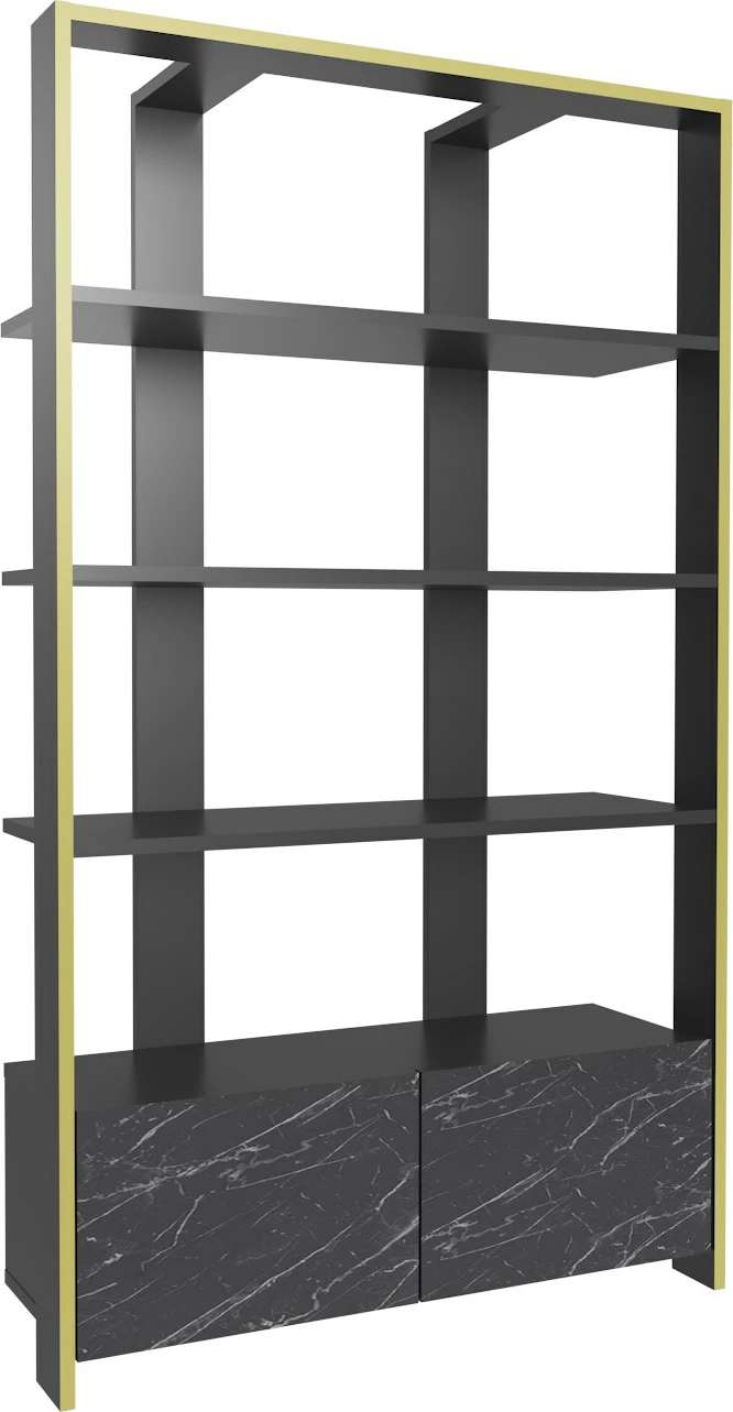 Raft librash Skye Decor, ngjyrë e zezë, mermer