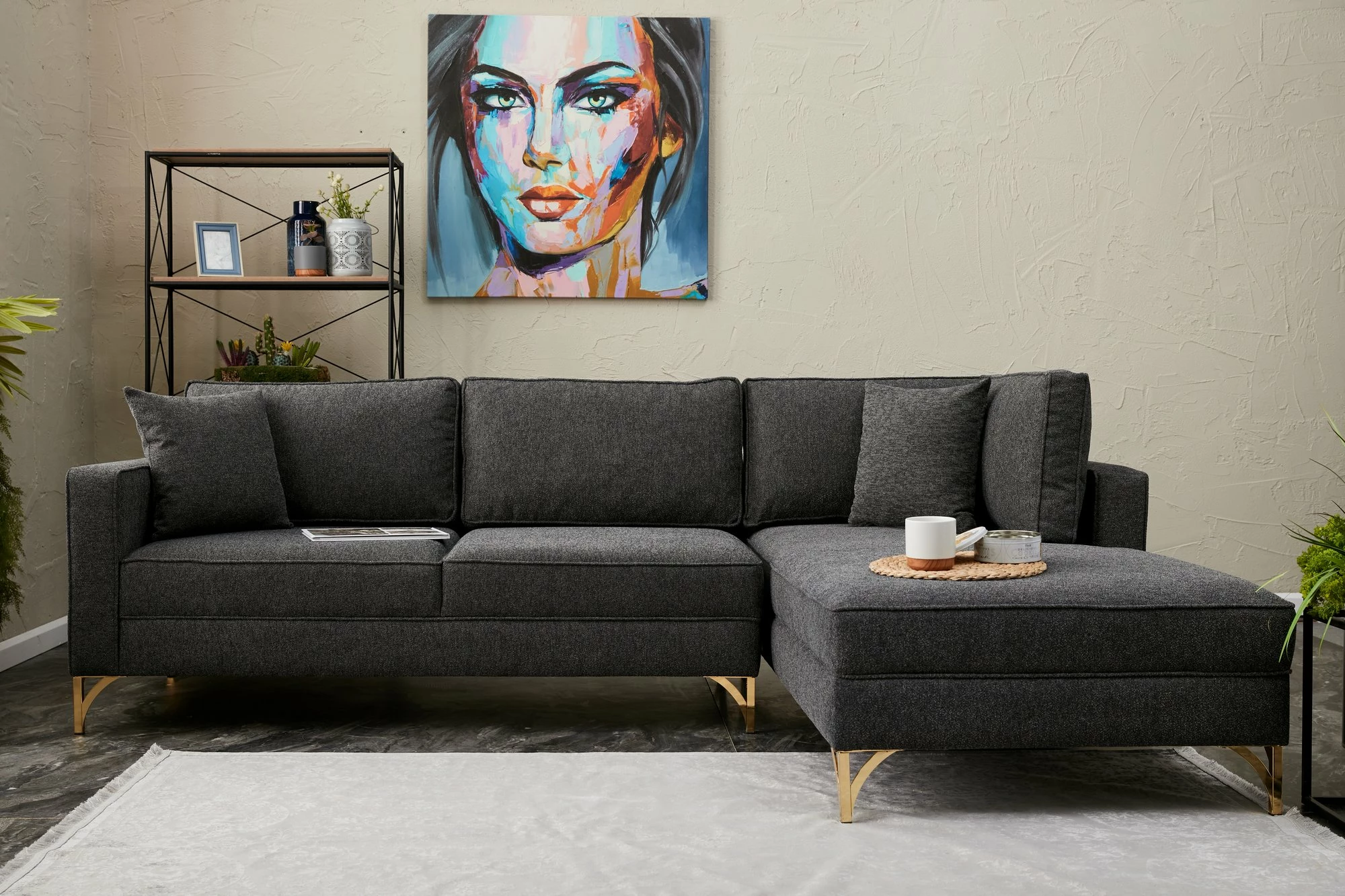 Këndare Atelier del Sofa, Berlin, e djathtë, anthracite, gold