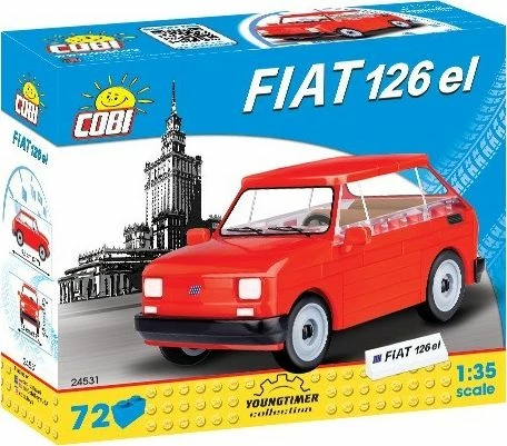 Set blloqesh ndërtimi Cobi Fiat 126p Elegant 1:35, 72 copë, i kuq