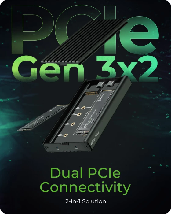 Kasë për 2x SSD M.2 NVMe ICYBOX IB-2817M-C32, USB-C 3.2 Gen 2x2, e zezë