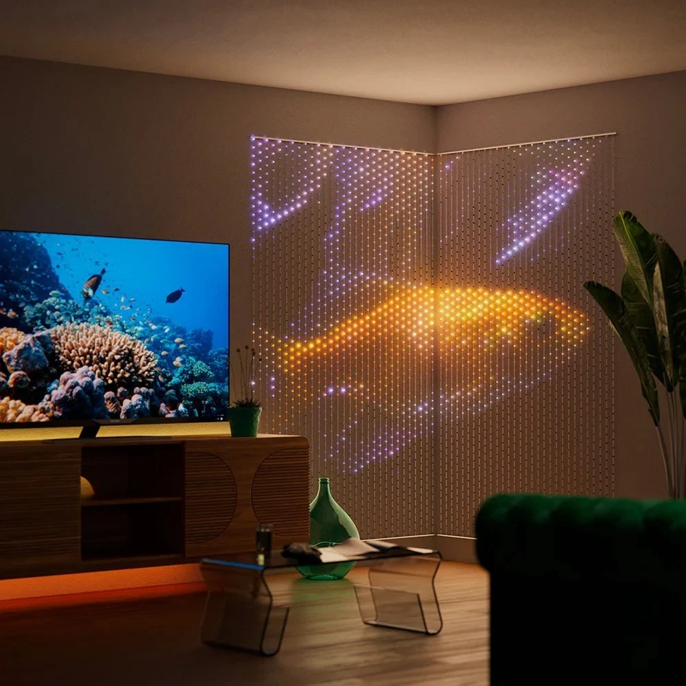Drita dekorative Twinkly Matrix, 500 LED RGB, tel i tejdukshëm, 1.7x7.8ft, F-plug