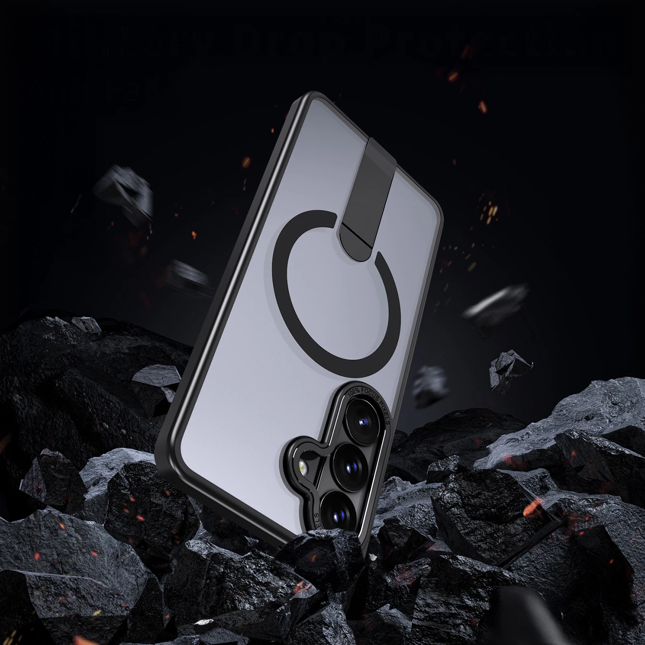 Mbështjellës Hurtel Hybrid Armor X për Samsung Galaxy A57, MagSafe, me mbajtëse 360°, i zi