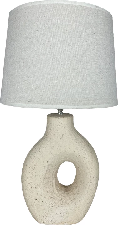 Llambë tavoline Ovola, qeramikë, abazhuri bezhë, E27, 30x52cm