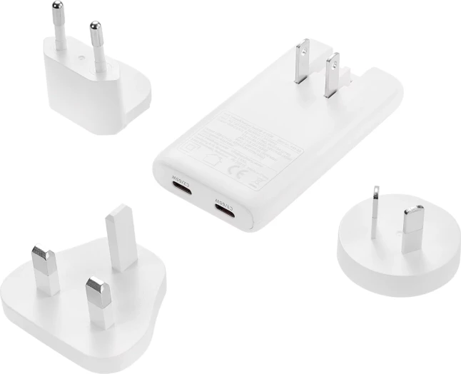 Karikues udhëtimi Sandberg 4in1 TravelCharger 2x USB-C 65W GaN III, i bardhë, me adaptera EU/UK/AU