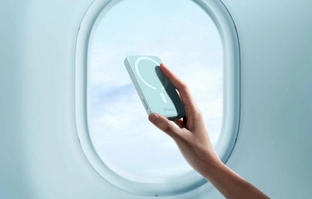 Powerbank Baseus Magnetic Mini Air 6000mAh 20W, karikim wireless magnetik, me kabllo USB-C në USB-C 30cm, i zi