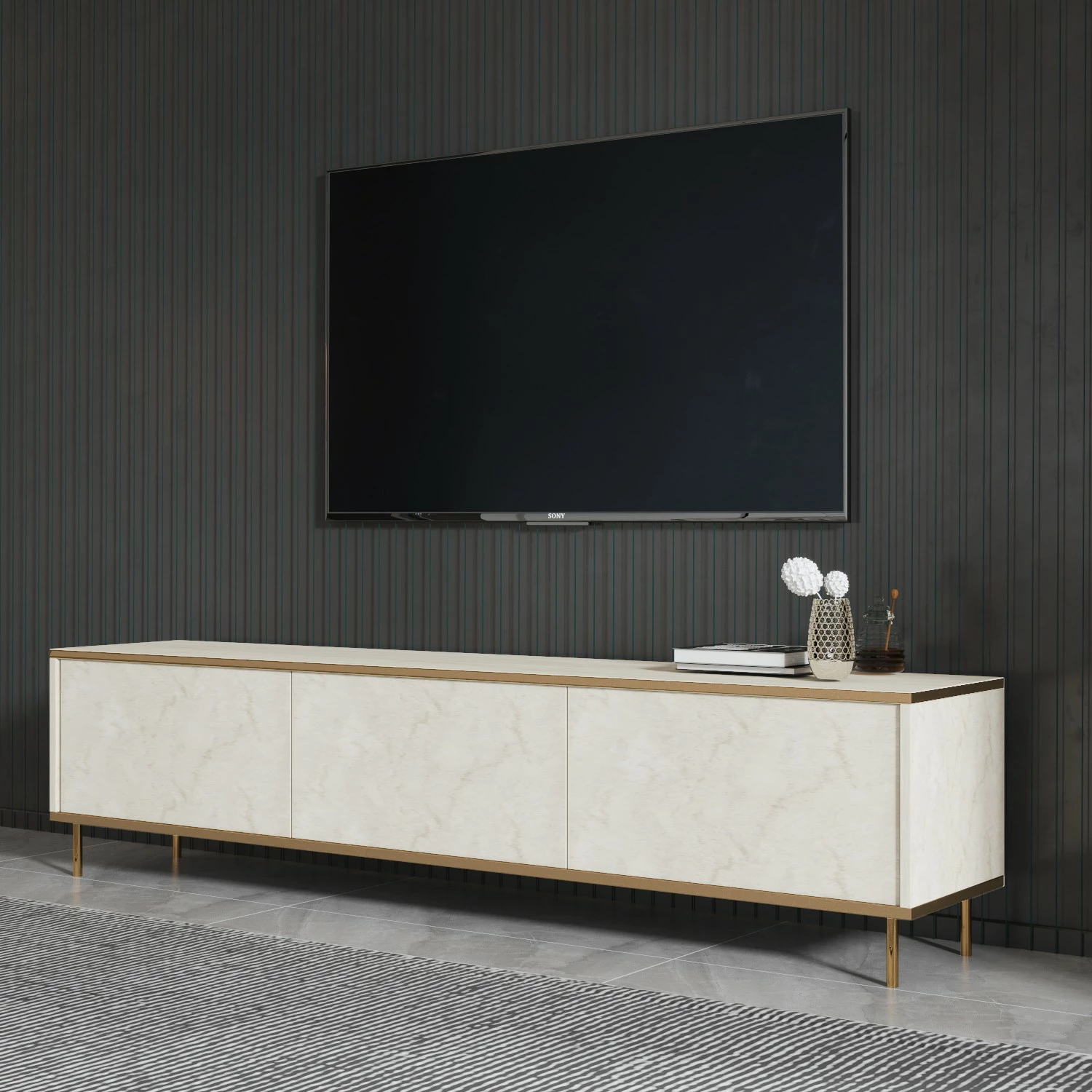 Komodë TV Hanah Home, imazh travertin, ar