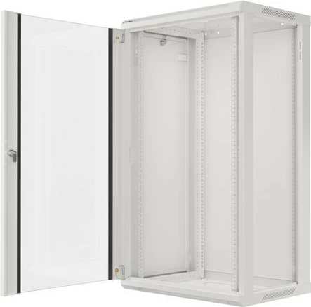 Kabinet RACK LANBERG 19" 22U 600x450, i varur në mur, derë xhami, gri