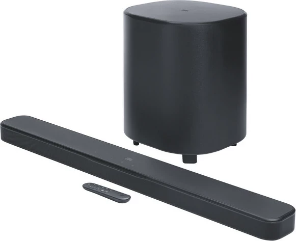 Soundbar JBL Bar 500, 5.1, 750 W, subwoofer 10\" wireless, HDMI eARC, Wi‑Fi, Bluetooth 5.3, e zezë, set me subwoofer