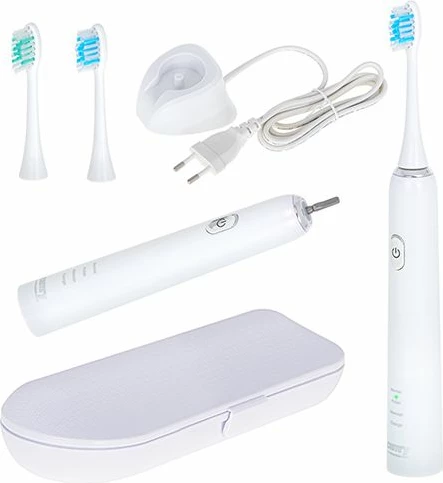 Furçë dhëmbësh sonike CAMRY CR2173 48,000 VPM, set 2 koka + kuti udhëtimi + karikues induksion, e bardhë