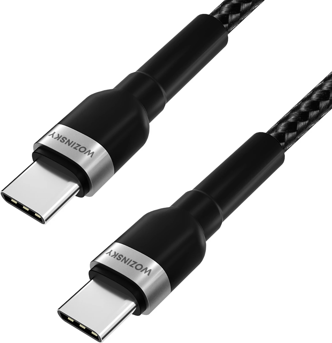 Kabllo USB-C në USB-C Wozinsky WNBCC1, 1m, 65W, najlon, e zezë