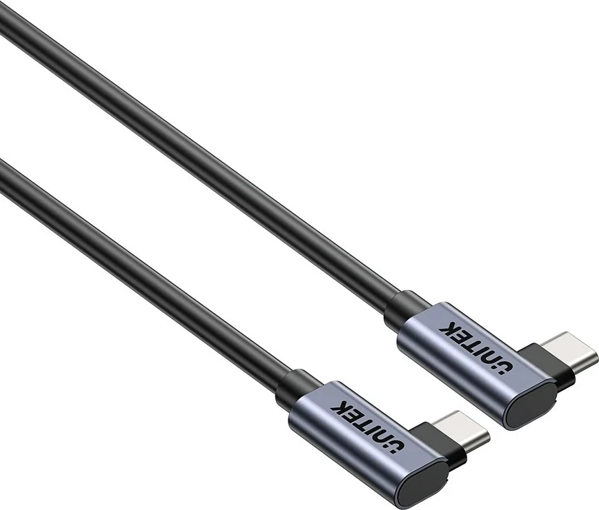 Kabllo USB C në USB C UNITEK C14147ABK01-1M, 1m, 100W, 90°, e zezë
