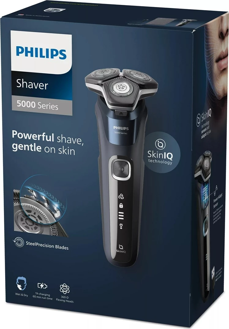 Makinë rroje Philips SHAVER Series 5000 S5885/10, me trimmer, e zezë/blu