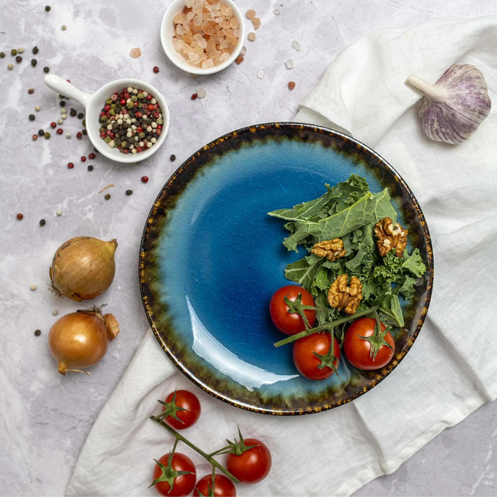 Pjatë e thellë Fine Dine Lazur 203 mm, 800 ml, blu, set 2 copë