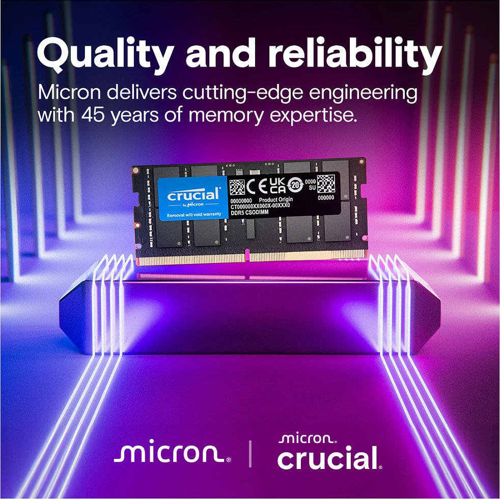 RAM Memorje Crucial DDR5 SO-DIMM 32GB 6400MT/s, e zezë