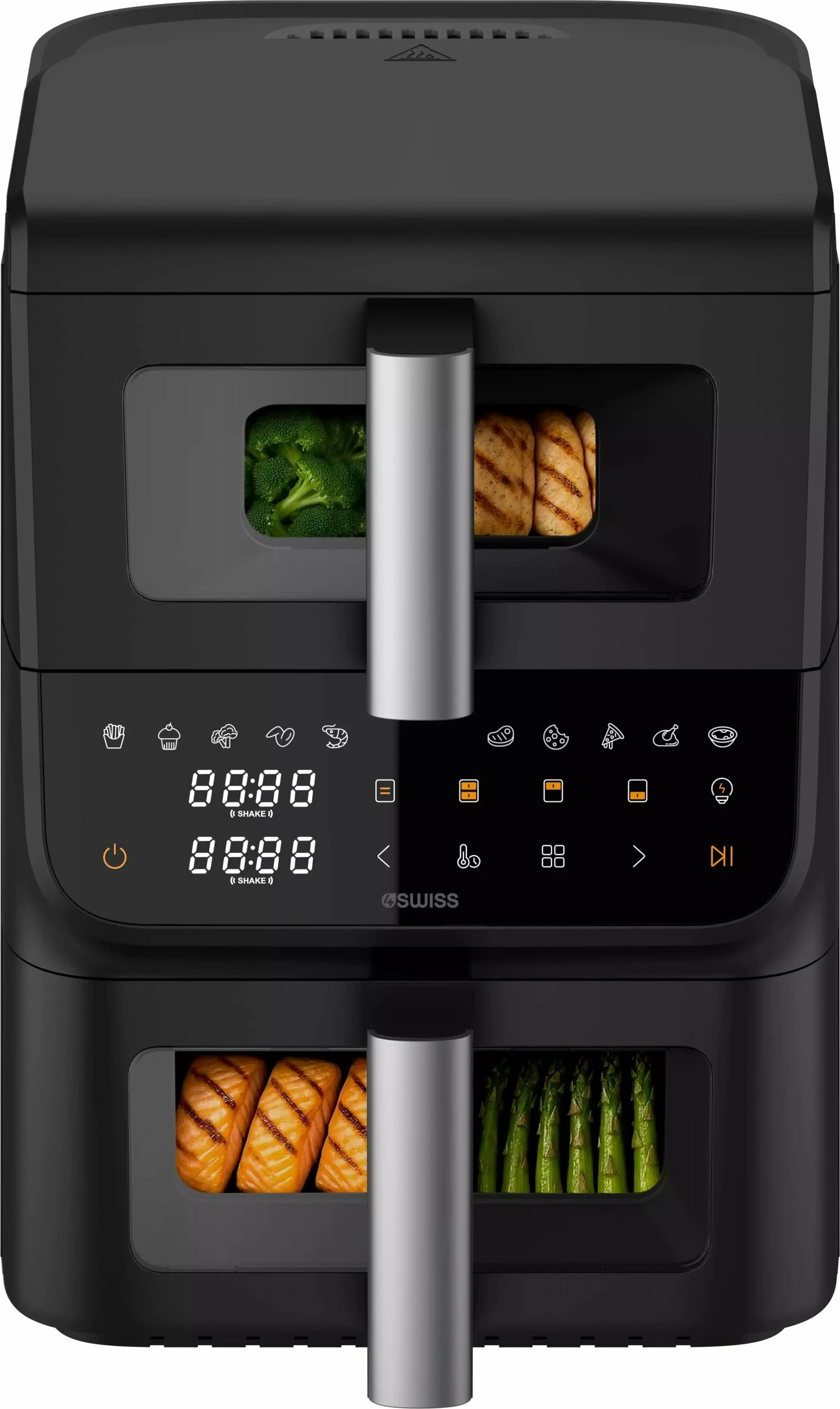 Fritezë pa vaj 4Swiss ABB-225 DoubleCook 10 L, 2 sirtarë, 2200 W, e zezë