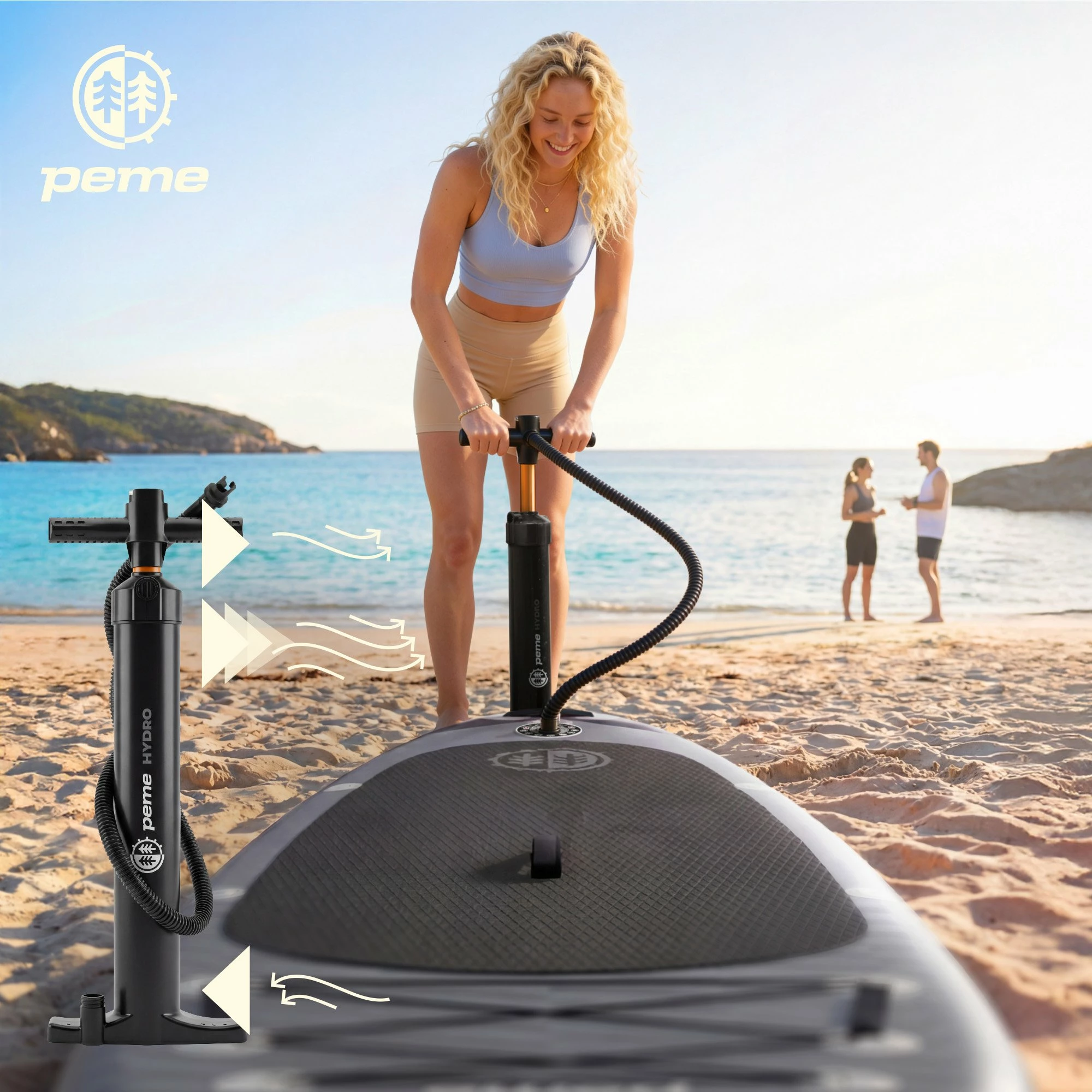 Dërrasë SUP me fryrje Peme Hydro 350x81x15 cm, kapacitet 166 kg, set aksesorësh, gri