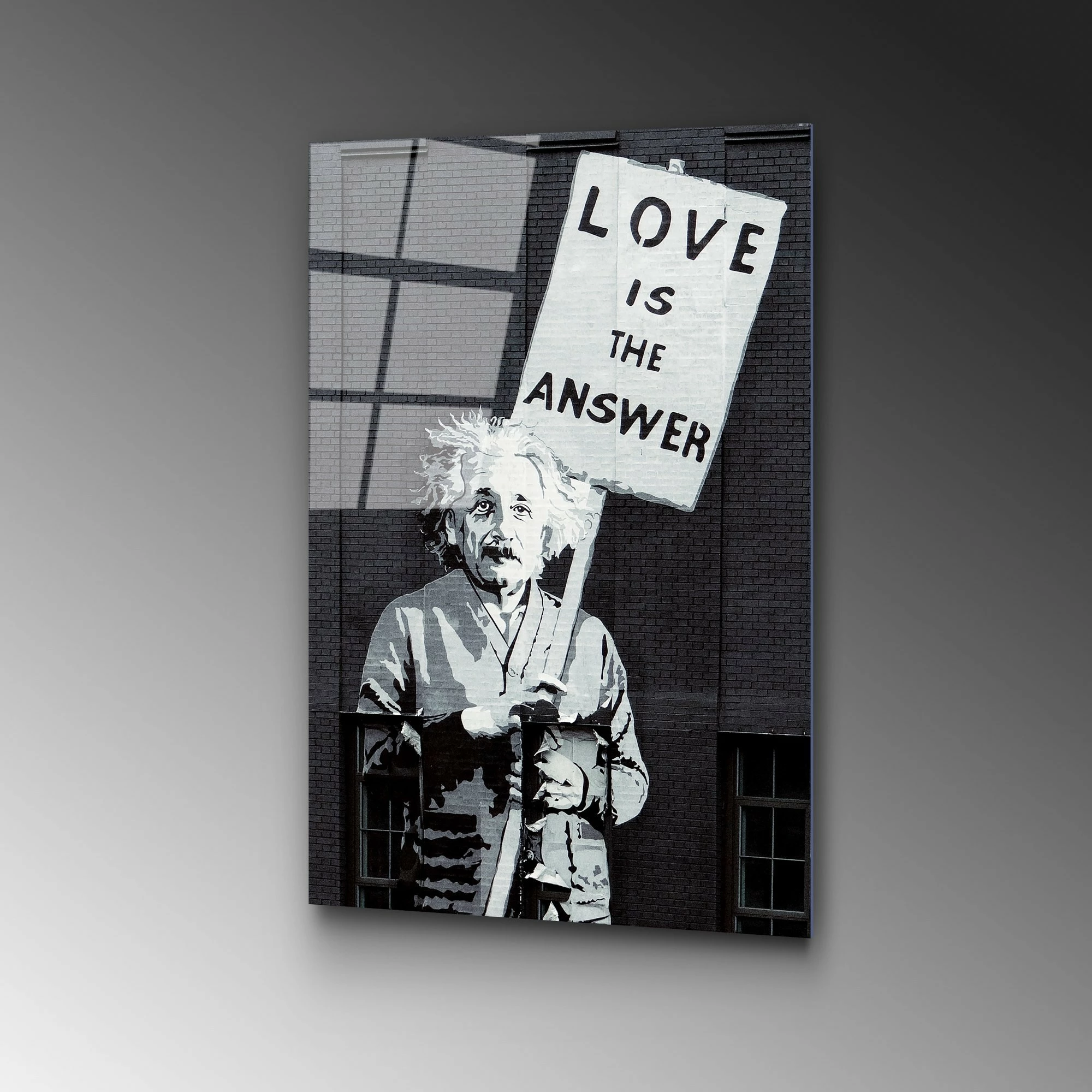 Pikturë dekorative prej xhami të temperuar, Banksy, shumëngjyrëshe, 45x65cm