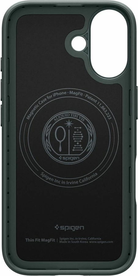 Mbështjellës Spigen Thin Fit MagSafe për iPhone 17, polikarbonat i hollë, me unazë magnetike, jeshile