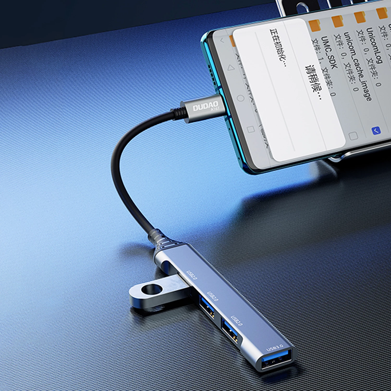 HUB Dudao A16T, 4x USB-A (3x USB2.0, 1x USB3.0), USB-C, 6.3cm, zi
