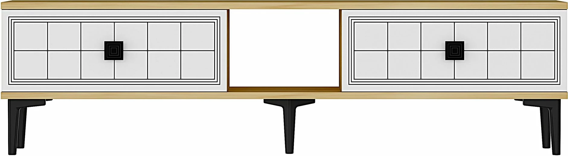 Komodë TV Skye Decor, Yuka 150, ngjyrë lis safir dhe e bardhë