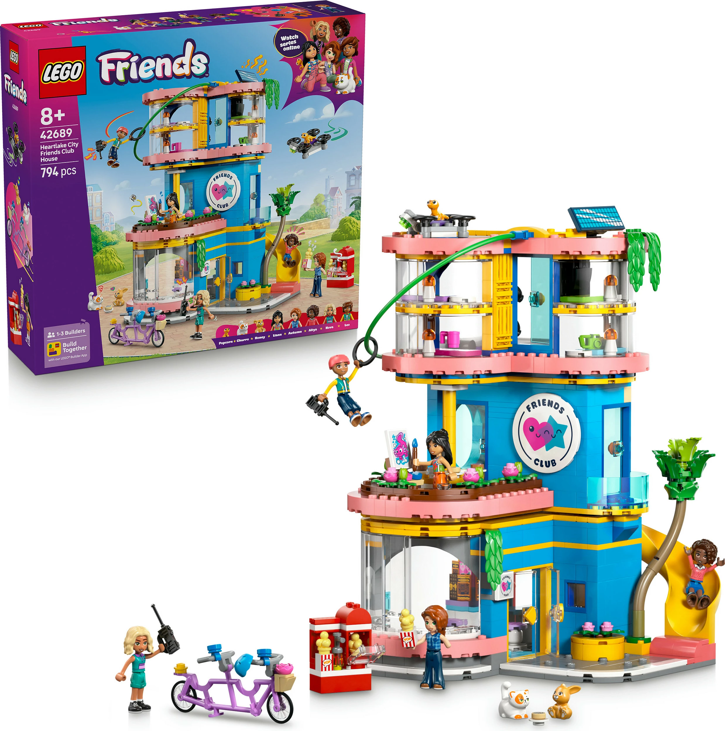 Set ndërtimi LEGO Friends Heartlake City Friends Club House 42689, 794 pjesë, 8+, shumëngjyrësh