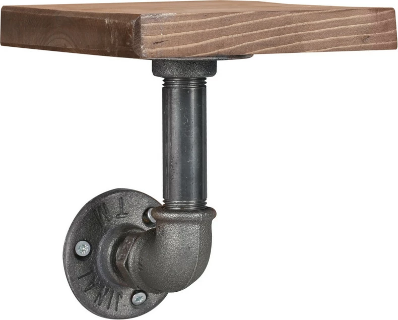 Raft muri Pipe Shelf, ngjyrë e zezë dhe arre, Boruraf005