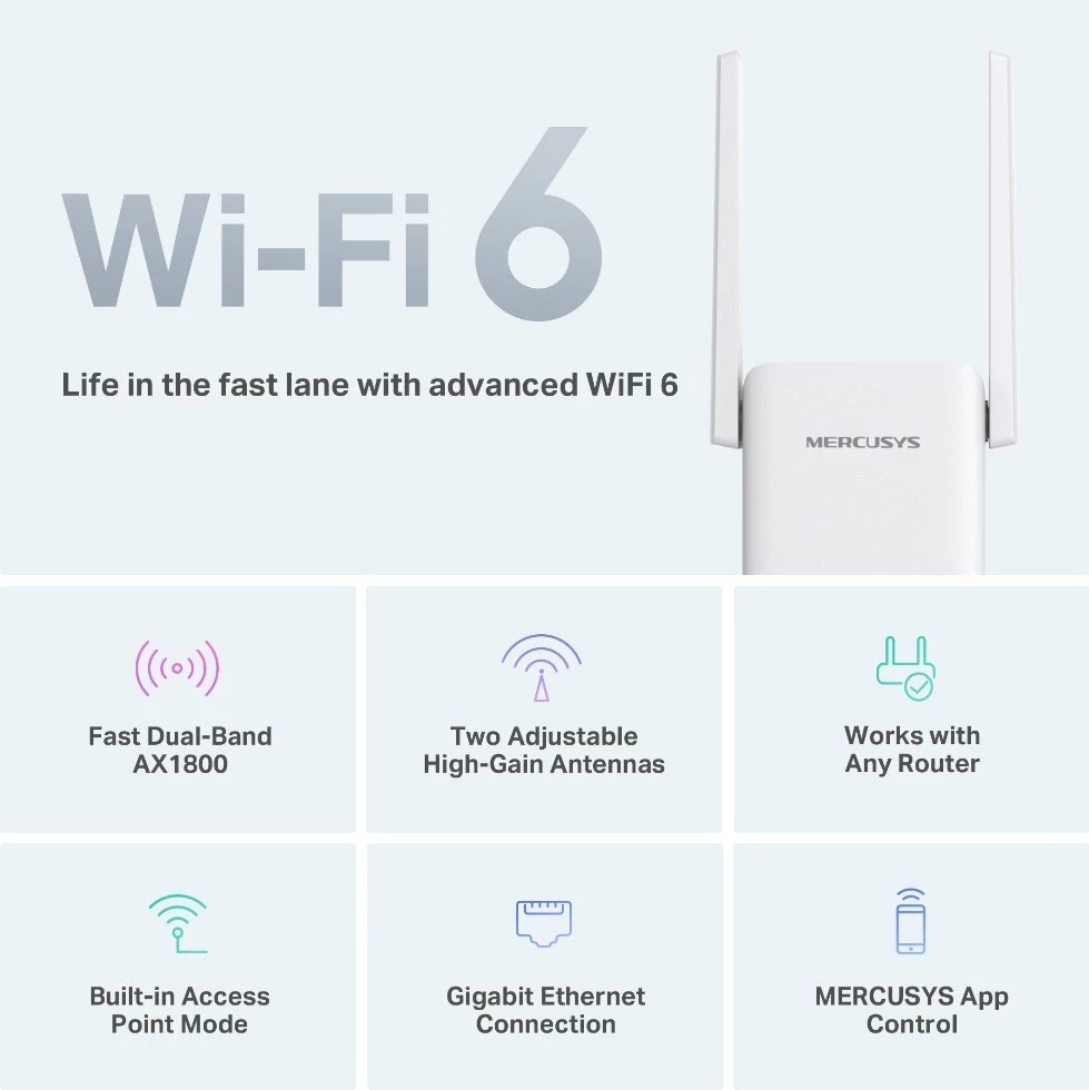 Përmirësues sinjali Wireless Mercusys AX1800 ME70X, Wi-Fi 6