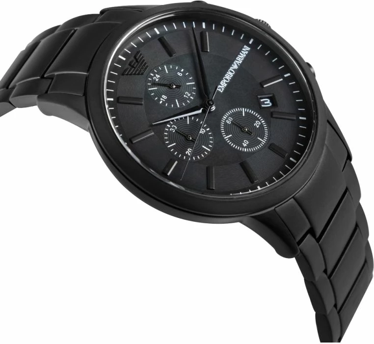 Orë dore për meshkuj Emporio Armani, e zezë