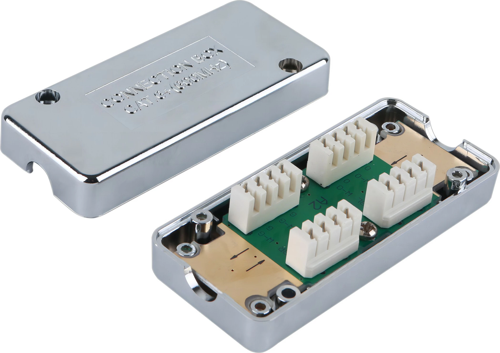 Kuti lidhëse Cat6a Equip, e mbrojtur, argjend