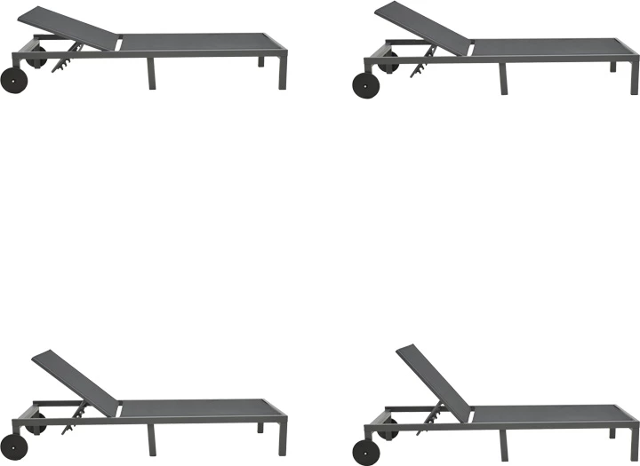 Shezlong Mailo, alumin i zi, tekstilene e zezë, 71x206x30cm