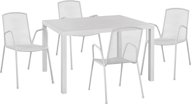 Set kopshti tavolinë & karrige FH10526, 5 pjesë, të bardha