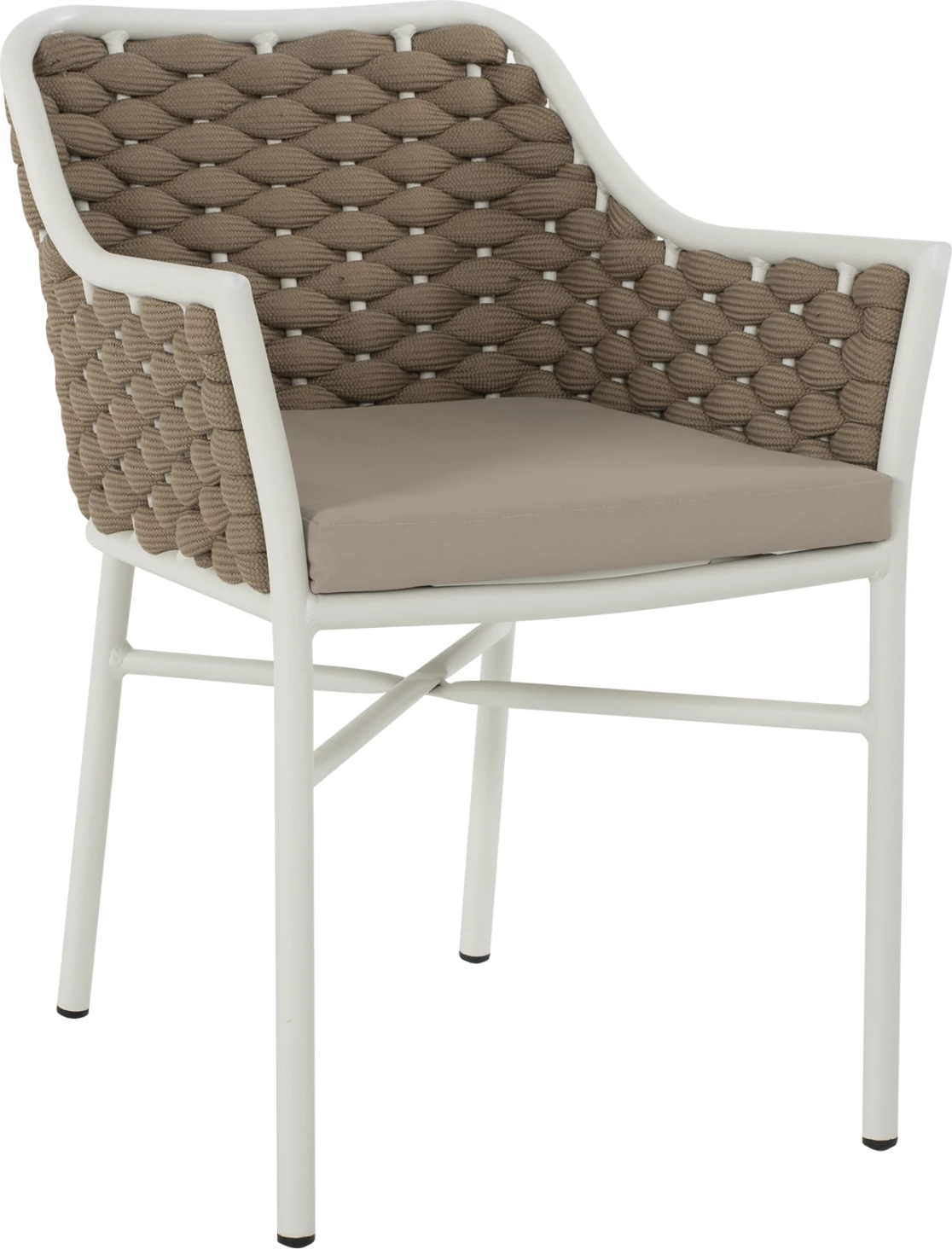 Karrige alumini FH5858.02 e bardhë me litar bezhë 56x58x76Hcm