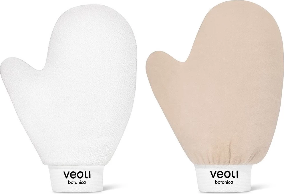 Set dorezash për vetë-rrezitje dhe peeling Veoli Botanica I Glove Peel & I Glove Tan për femra, 2 copë