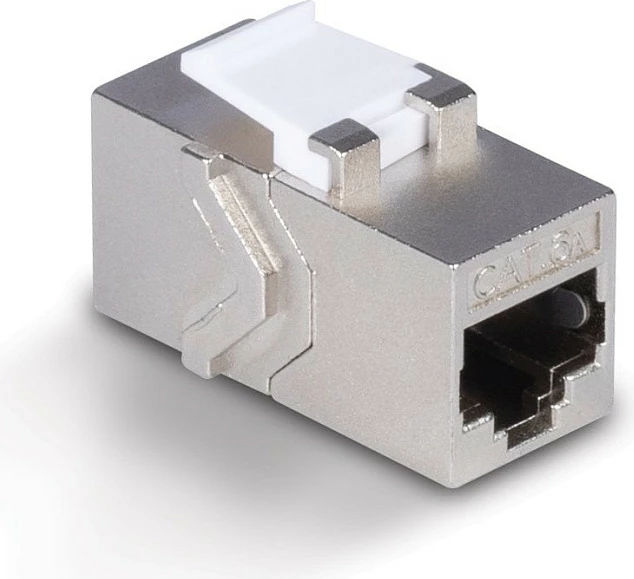 Kupler Keystone RJ45 LINDY Cat6A, femër-femër, i ekranizum, argjendtë