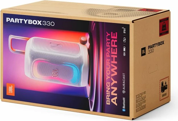 Altoparlant portativ JBL PartyBox 330 280W, Bluetooth 5.4, RGB, IPX4, 18 orë bateri, i bardhë