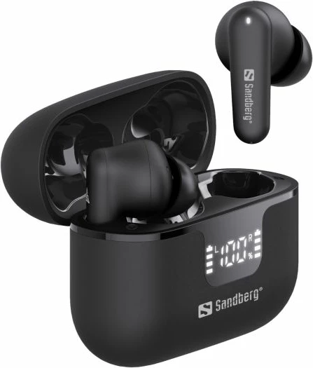 Kufje SANDBERG 126-52 wireless earbuds ANC+ENC, Bluetooth 6.0, USB-C, të zeza, set me kutizë karikimi