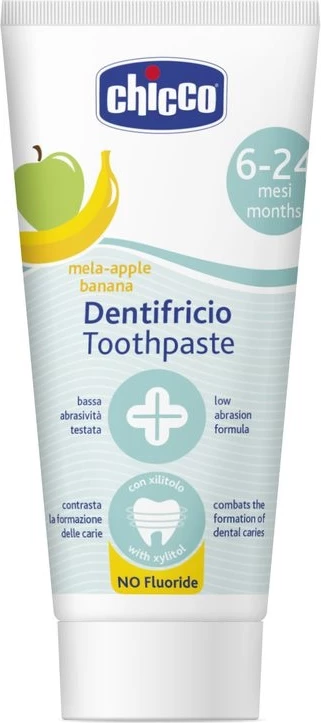 Pasta për dhëmbë për fëmijë Chicco pa fluoride shije mollë-banane 50ml