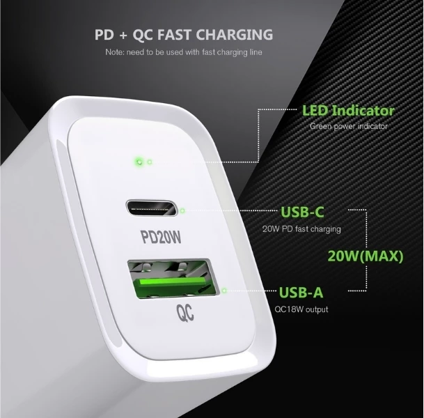 Karikues i Shpejtë PD & QC3.0 për Smartphone dhe Pajisje Elektronike