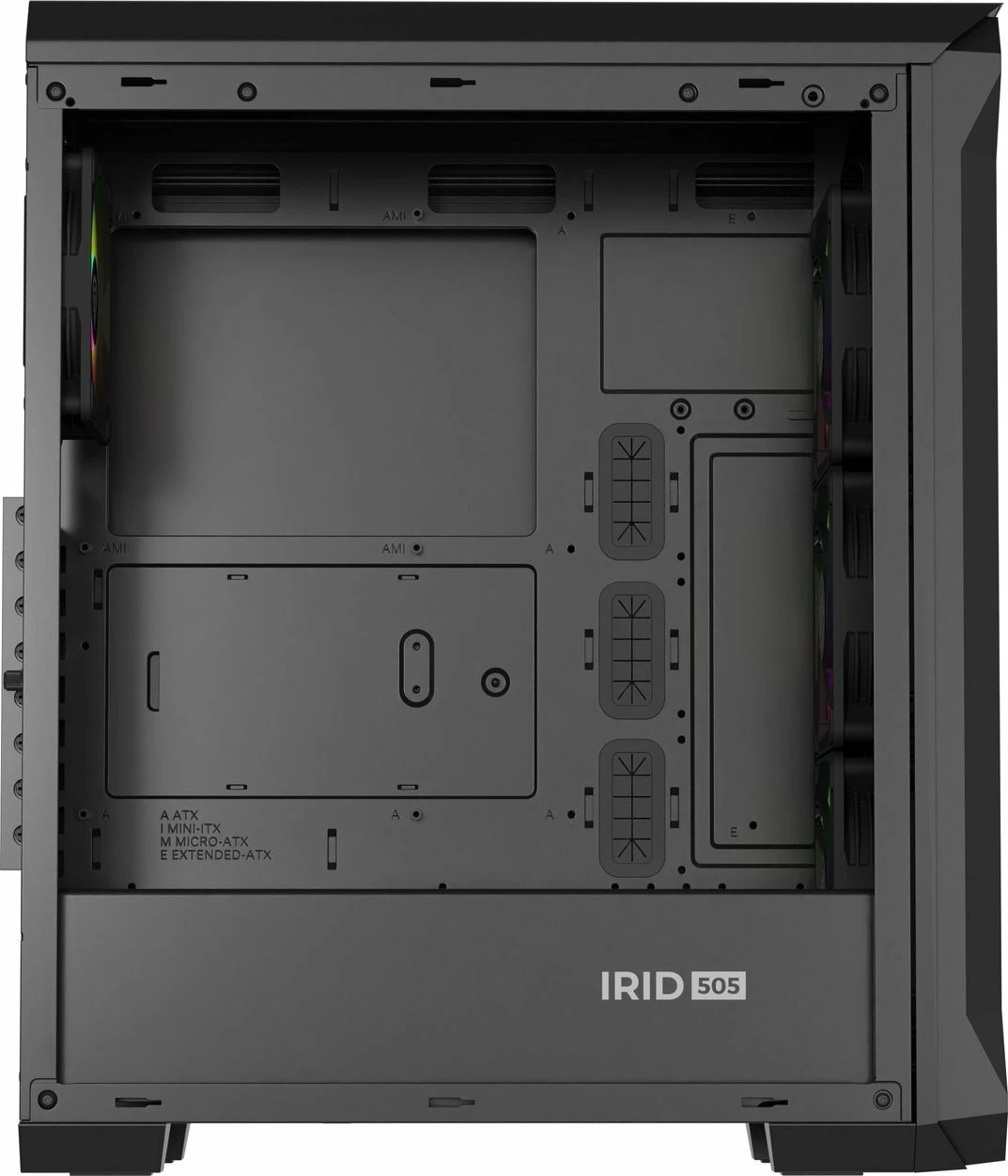 Kasë GENESIS Irid 505 ARGB V2 NPC-1518 Midi Tower ATX/Micro ATX/Mini-ITX, 4x120mm ARGB fan, xham i kalitur, e zezë