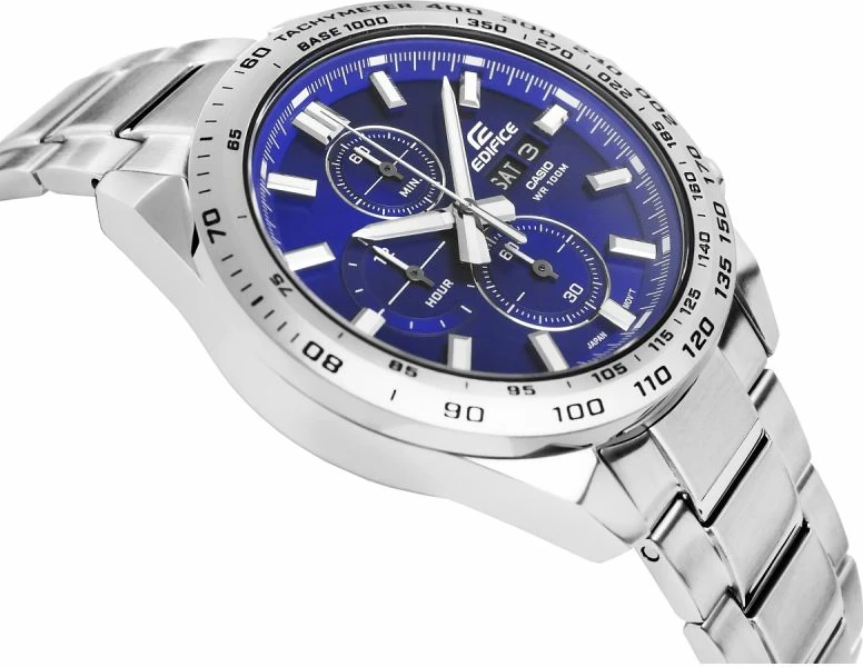 Orë dore për meshkuj Casio Edifice, argjend me blu