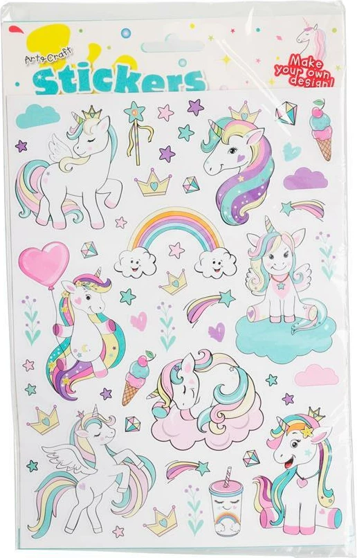 Stickerë KOOPMAN Unicorn, 2 faqe me 98 dizajne, shumëngjyrësh