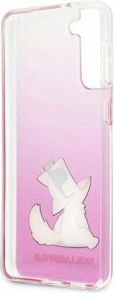 Mbështjellës KARL LAGERFELD KLHCS21MCFNRCPI për Samsung Galaxy S21 Plus G996 Choupette Fun, mbrojtje e fortë, transparent rozë, 1 copë