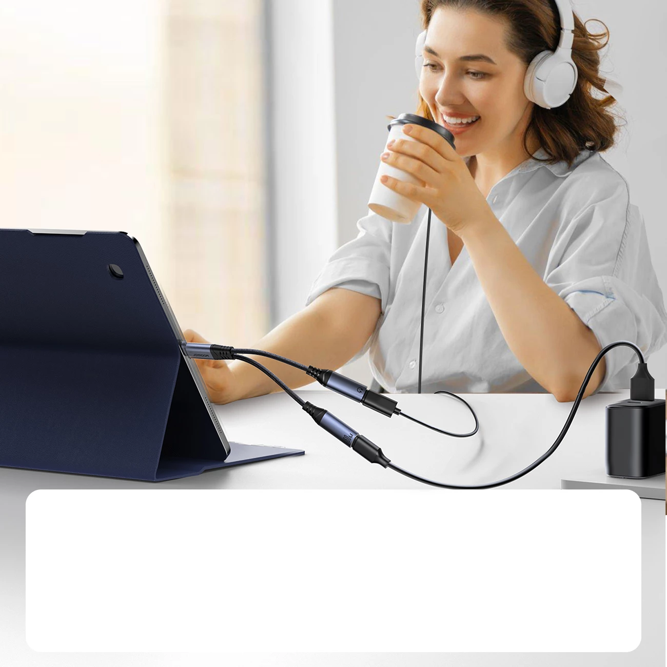Adapter USB-C në 2x USB-C Joyroom SY-C03, DAC, 60W, i zi